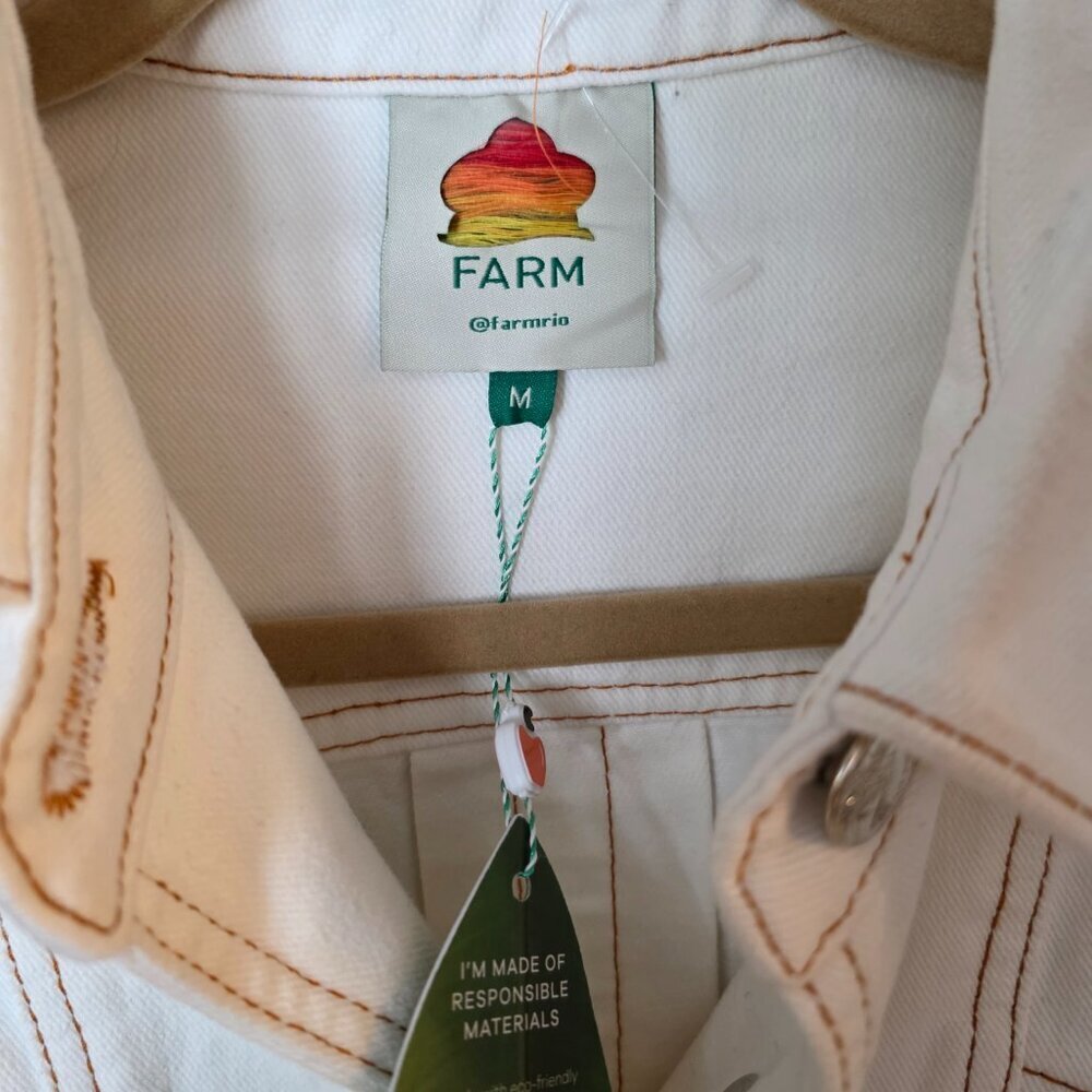 Farm Rio Mini Bomber Jacket Off White - Sz M NWT - Picture 3 of 6